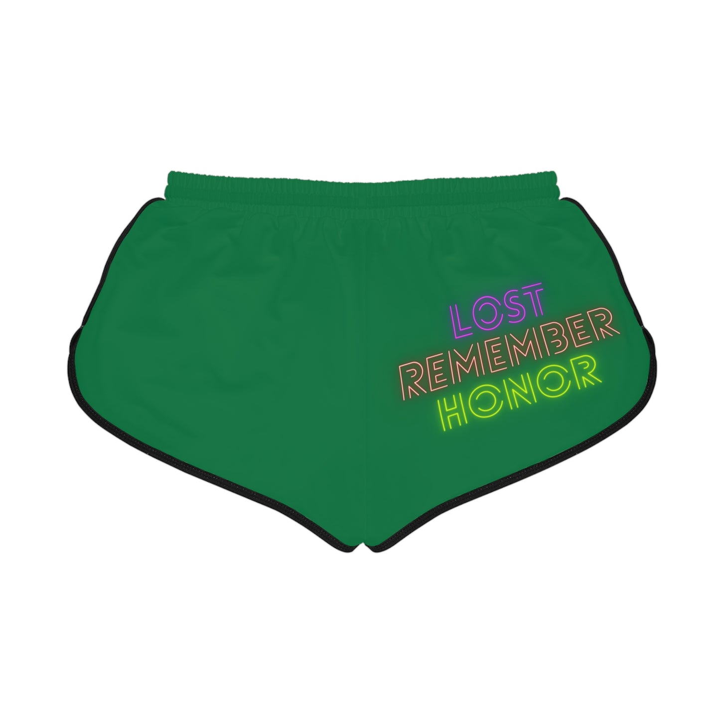 Women's Relaxed Shorts: Crazy Penguin World Logo Dark Green