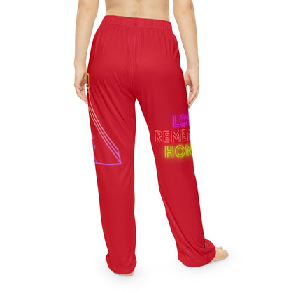 Women's Pajama Pants: Bowling Dark Red