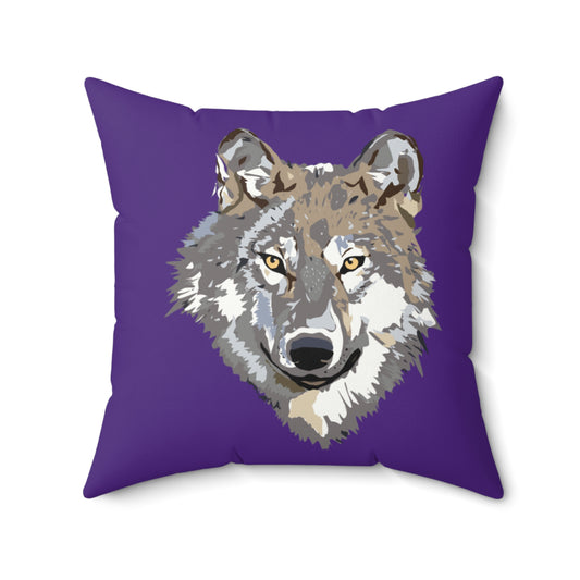Spun Polyester Square Pillow: Wolves Purple