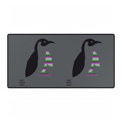 Desk Mats: Crazy Penguin World Logo Dark Grey