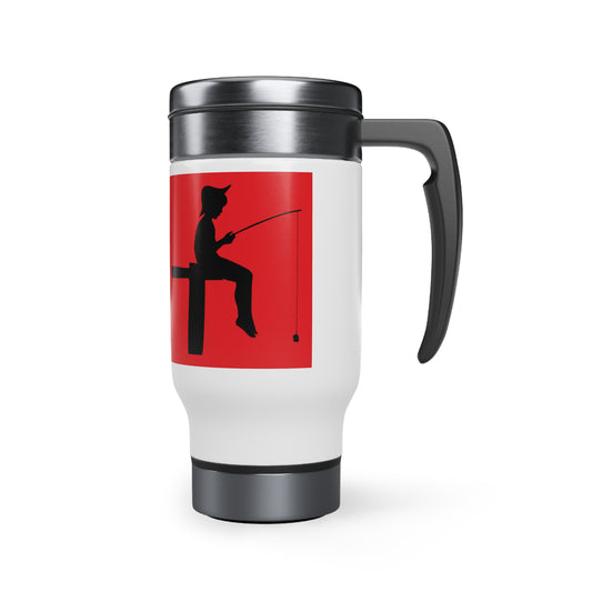 Stainless Steel Travel Mug with Handle, 14oz: Fishing Red