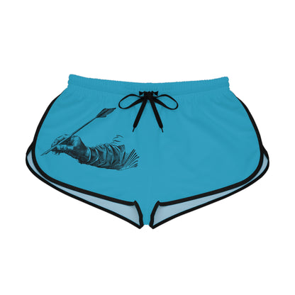 Women's Relaxed Shorts: Writing Turquoise