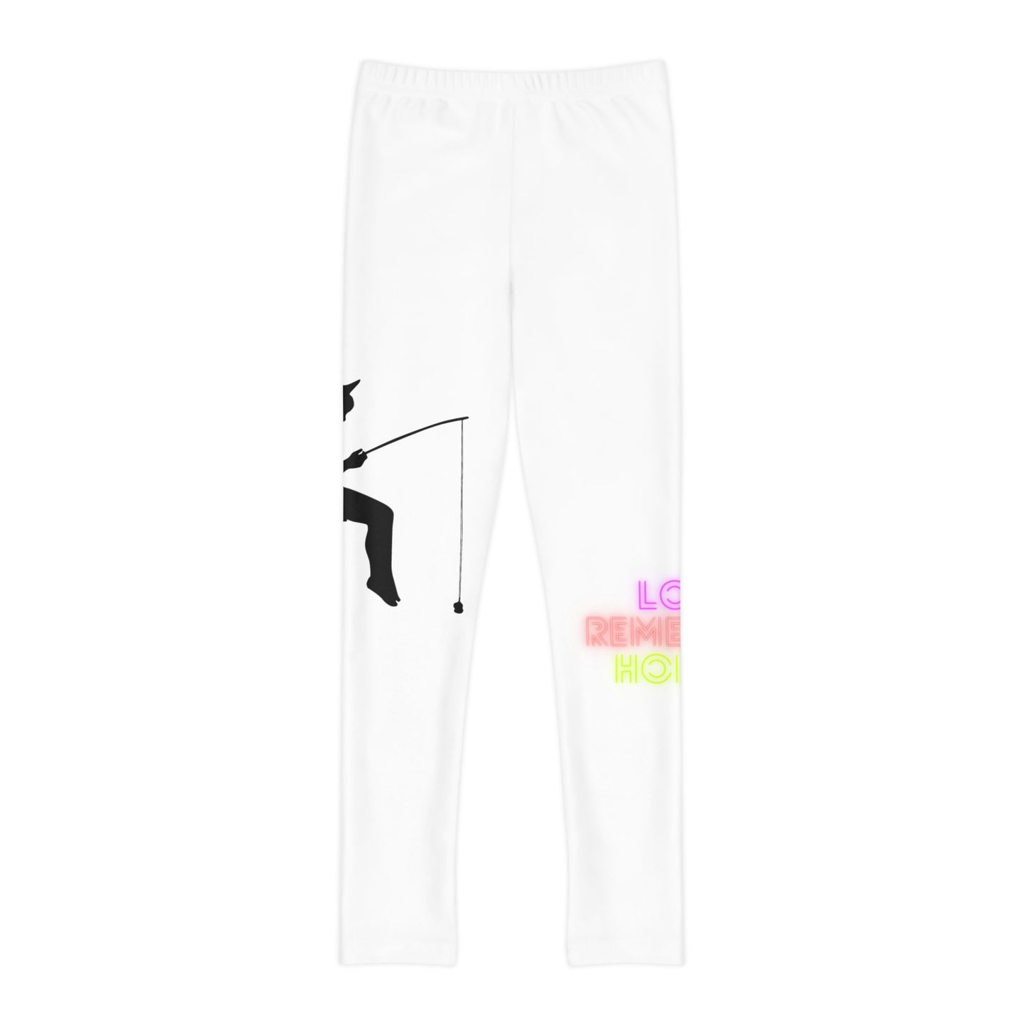 Youth Full-Length Leggings: Fishing White