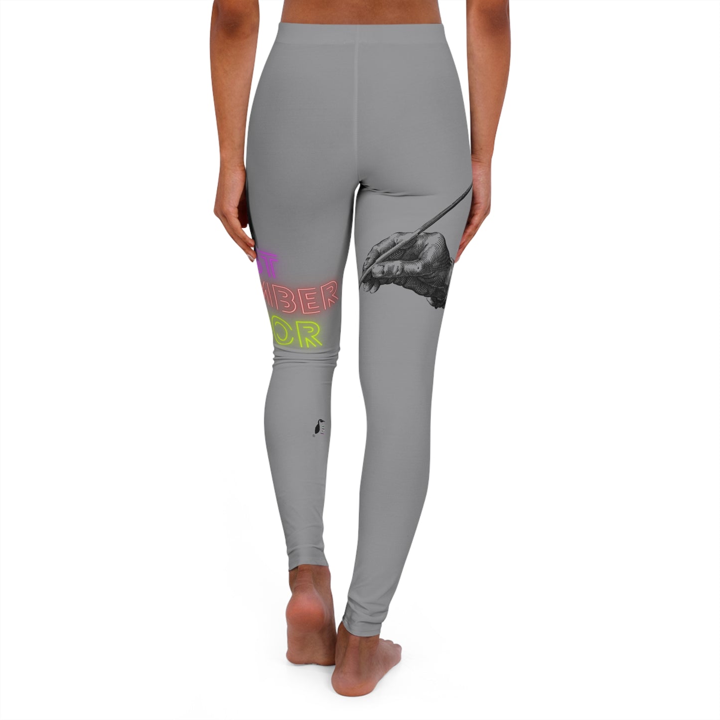 Women's Spandex Leggings: Writing Grey