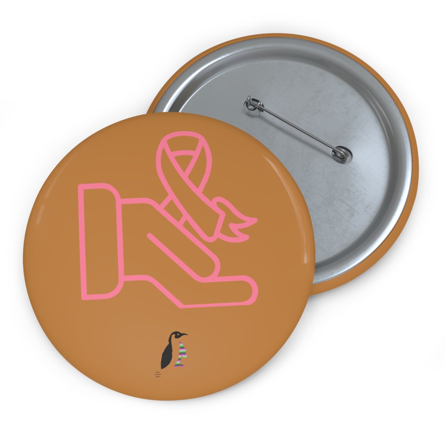 Custom Pin Buttons Fight Cancer Lite Brown