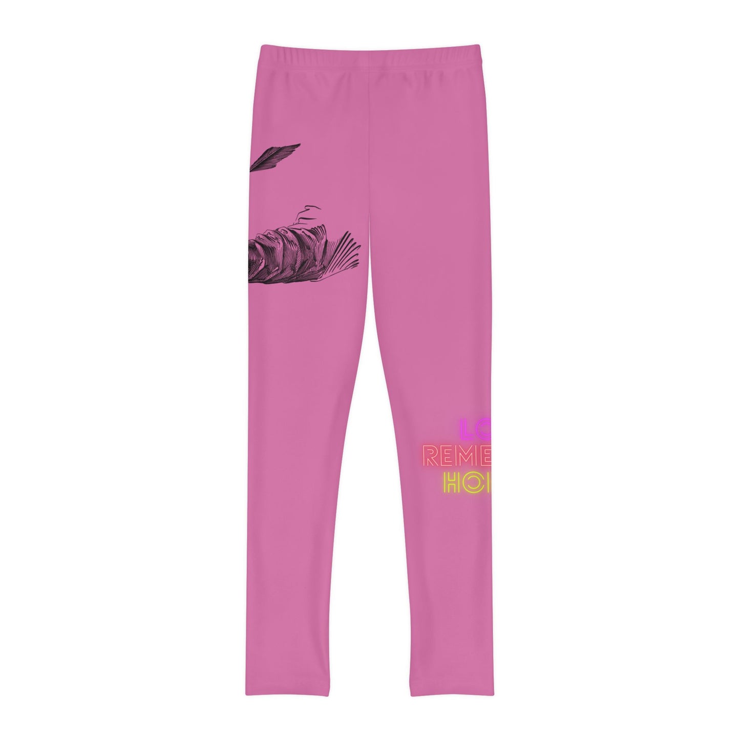 Youth Full-Length Leggings: Writing Lite Pink