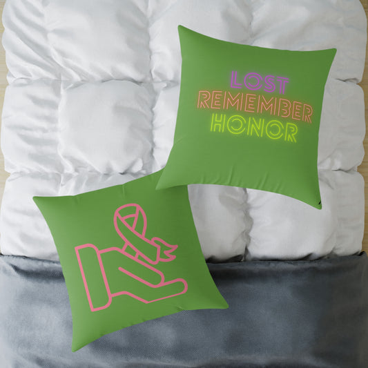 Spun Polyester Pillow: Fight Cancer Green