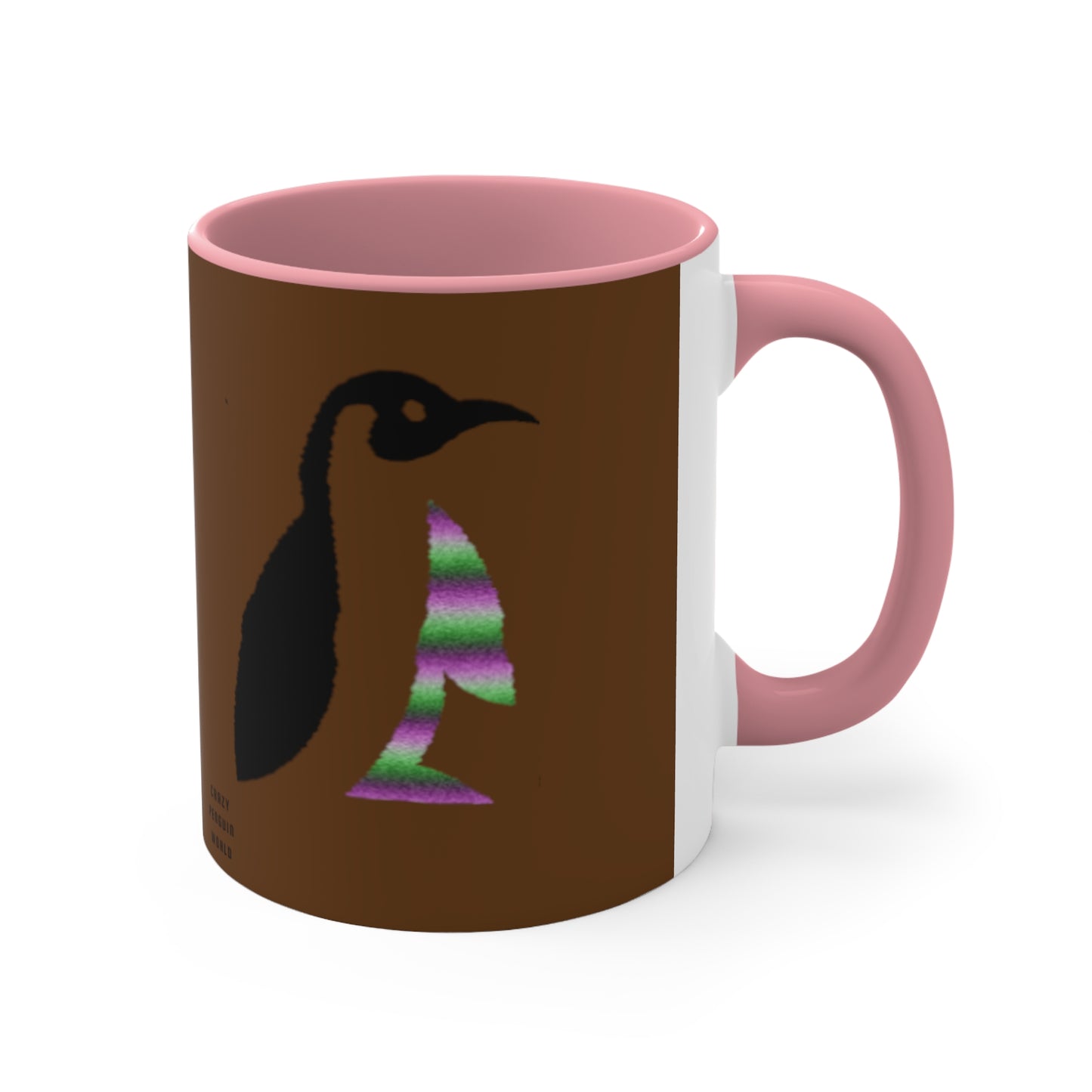 Accent Coffee Mug, 11oz: Crazy Penguin World Logo Brown