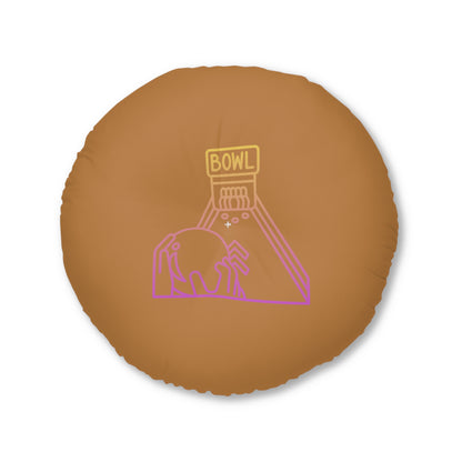Tufted Floor Pillow, Round: Bowling Lite Brown