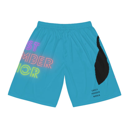 Basketball Shorts: Crazy Penguin World Logo Turquoise