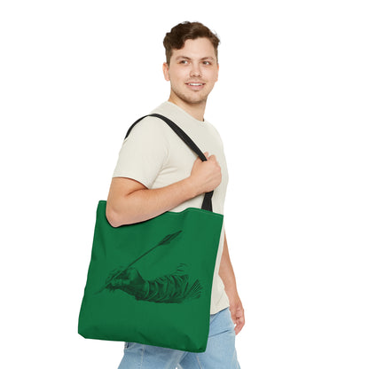 Tote Bag: Writing Dark Green