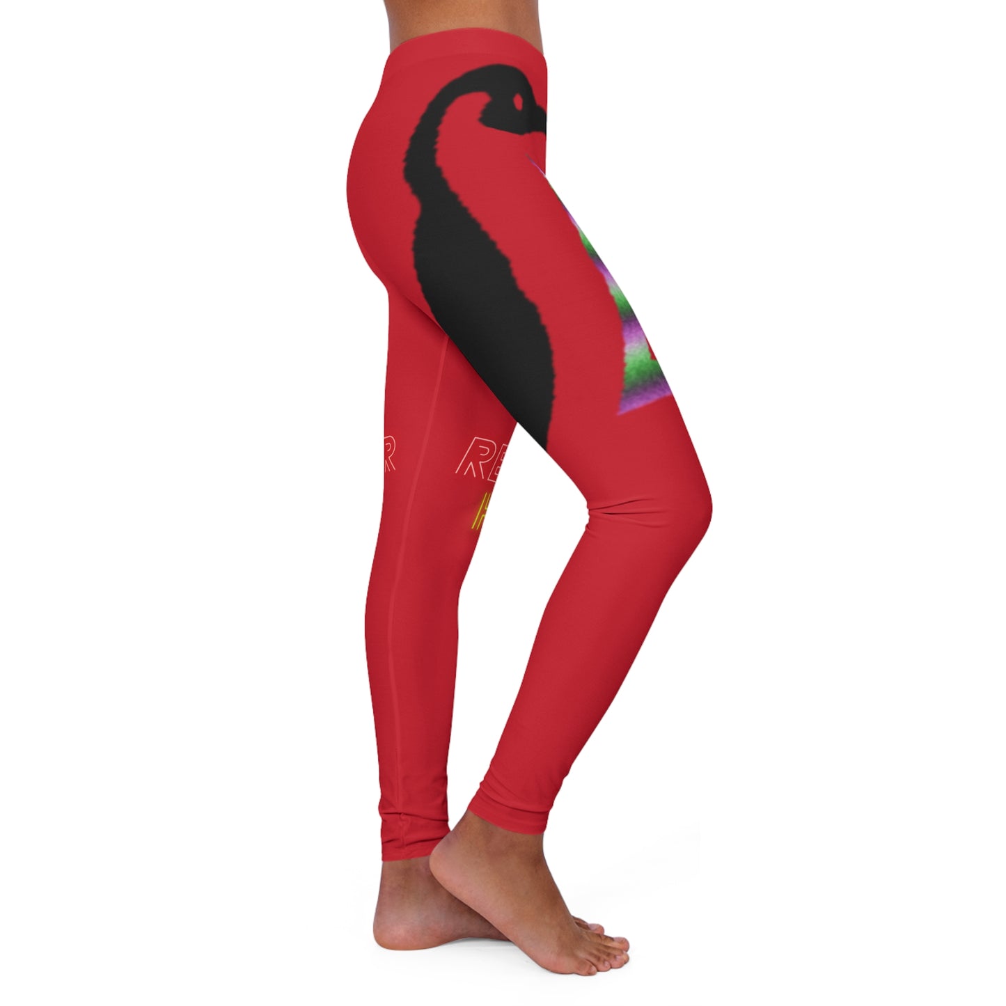 Women's Spandex Leggings: Crazy Penguin World Logo Dark Red