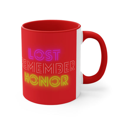 Accent Coffee Mug, 11oz: Lost Remember Honor Red