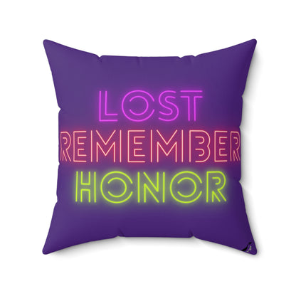 Spun Polyester Square Pillow: Writing Purple