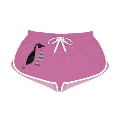 Women's Relaxed Shorts: Crazy Penguin World Logo Lite Pink