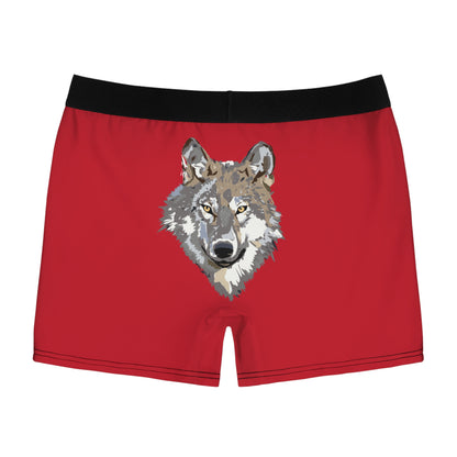 Men's Boxer Briefs: Wolves Dark Red