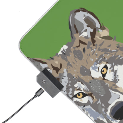 LED Gaming Mouse Pad: Wolves Green