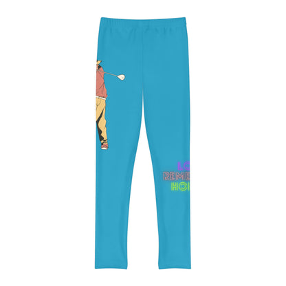 Youth Full-Length Leggings: Golf Turquoise