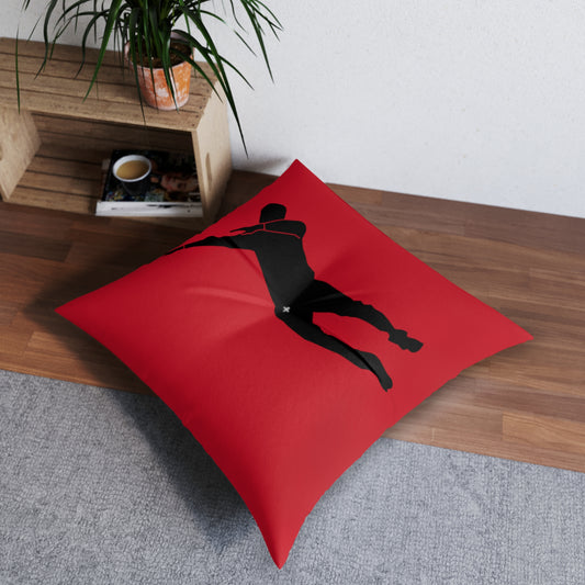 Tufted Floor Pillow, Square: Dance Dark Red