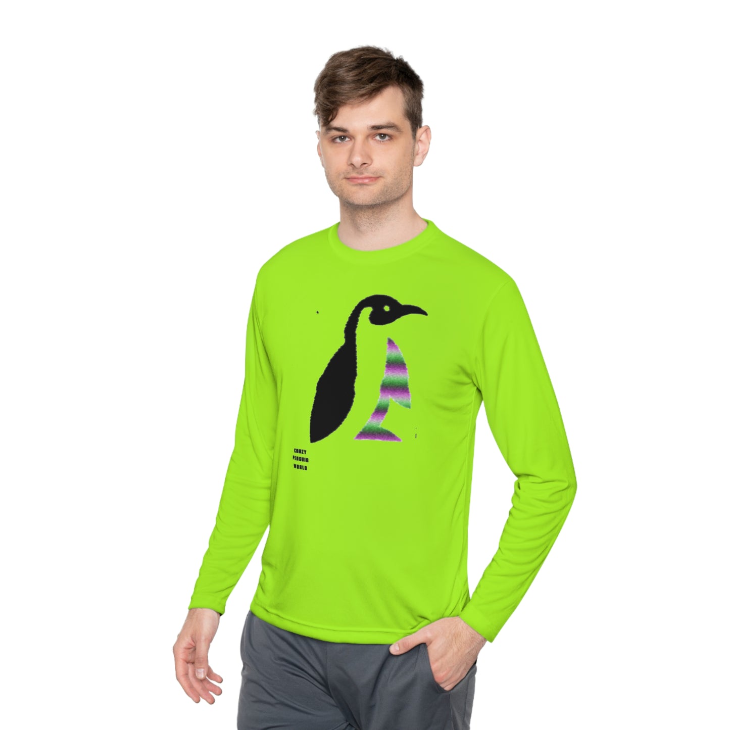 Lightweight Long Sleeve Tee: Crazy Penguin World Logo #2