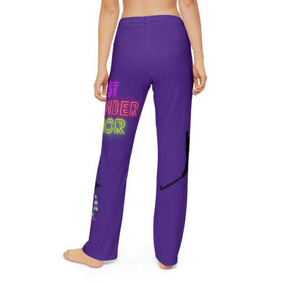 Kids Pajama Pants: Hockey Purple