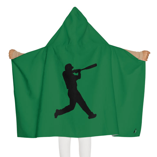 Youth Hooded Towel: Baseball Dark Green