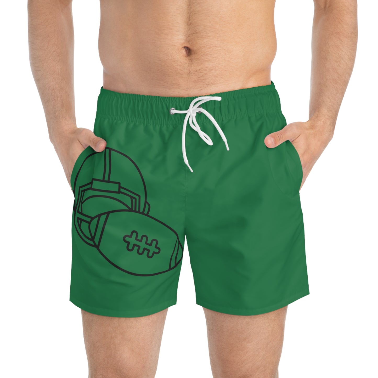 Swim Trunks: Football Dark Green