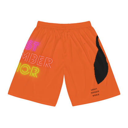 Basketball Shorts: Crazy Penguin World Logo Orange