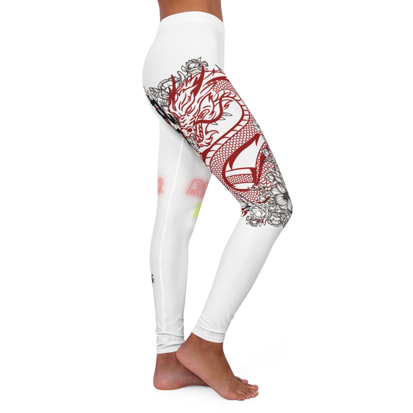 Women's Spandex Leggings: Dragons White