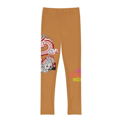 Youth Full-Length Leggings: Dragons Lite Brown