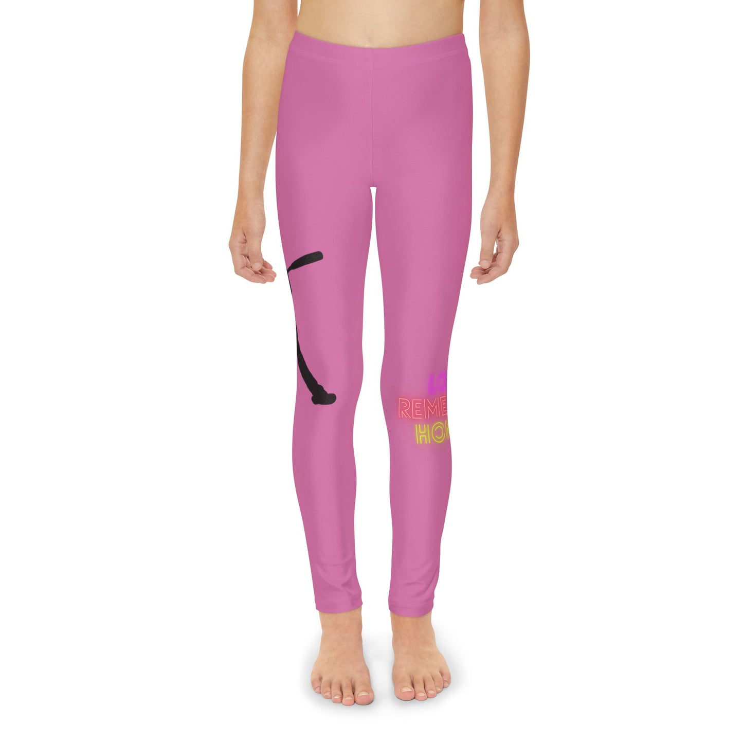 Youth Full-Length Leggings: Baseball Lite Pink