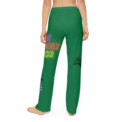 Kids Pajama Pants: Writing Dark Green