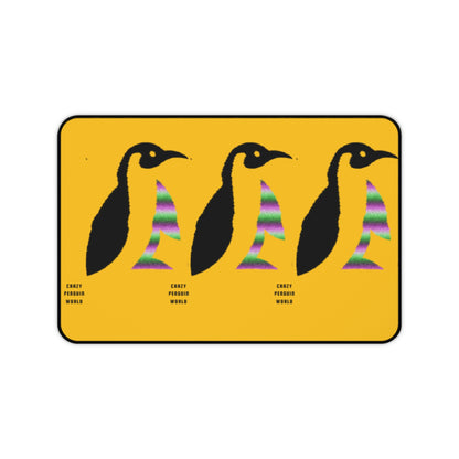 Desk Mat: Crazy Penguin World Logo Yellow