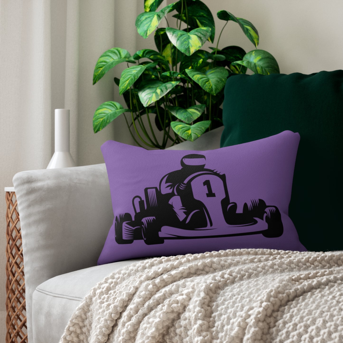 Spun Polyester Lumbar Pillow: Racing Lite Purple