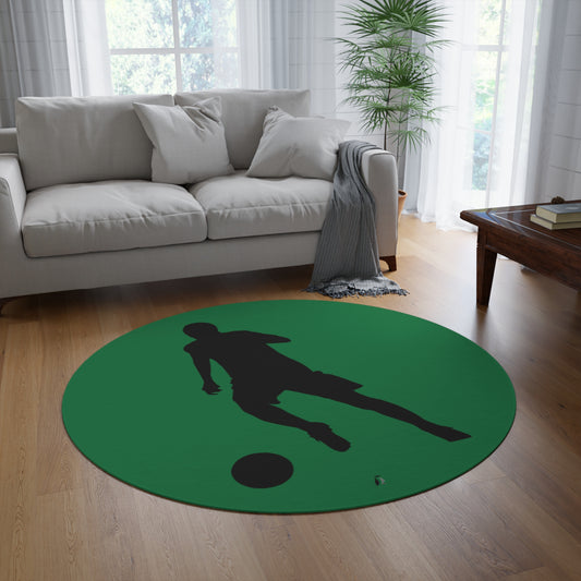 Round Rug: Soccer Dark Green