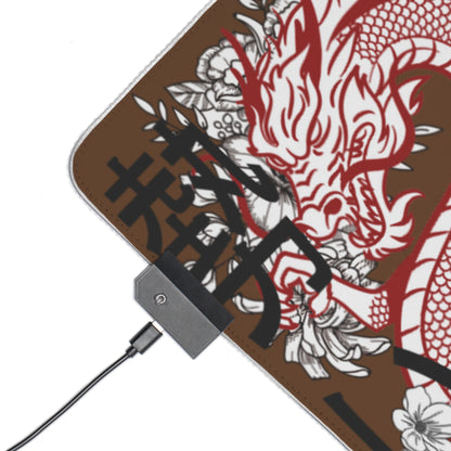 LED Gaming Mouse Pad: Dragons Brown