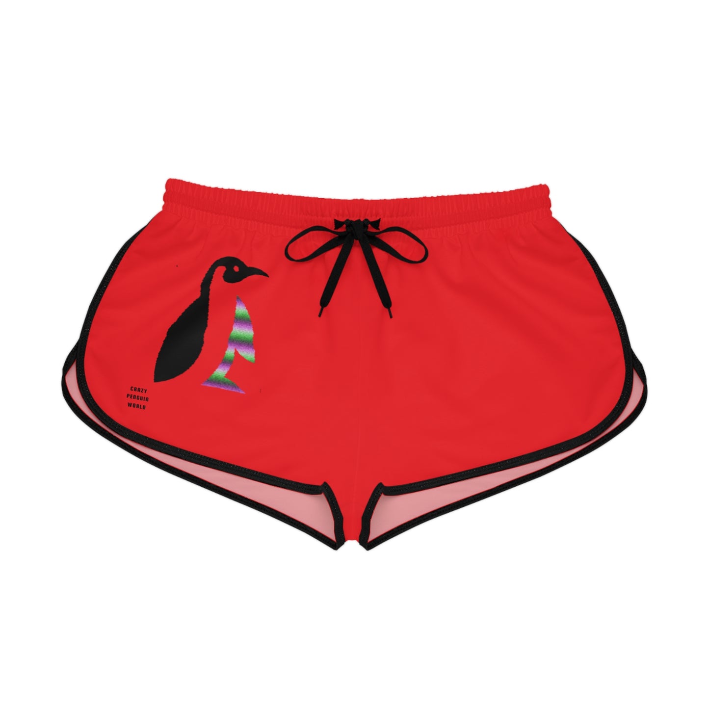 Women's Relaxed Shorts: Crazy Penguin World Logo Red