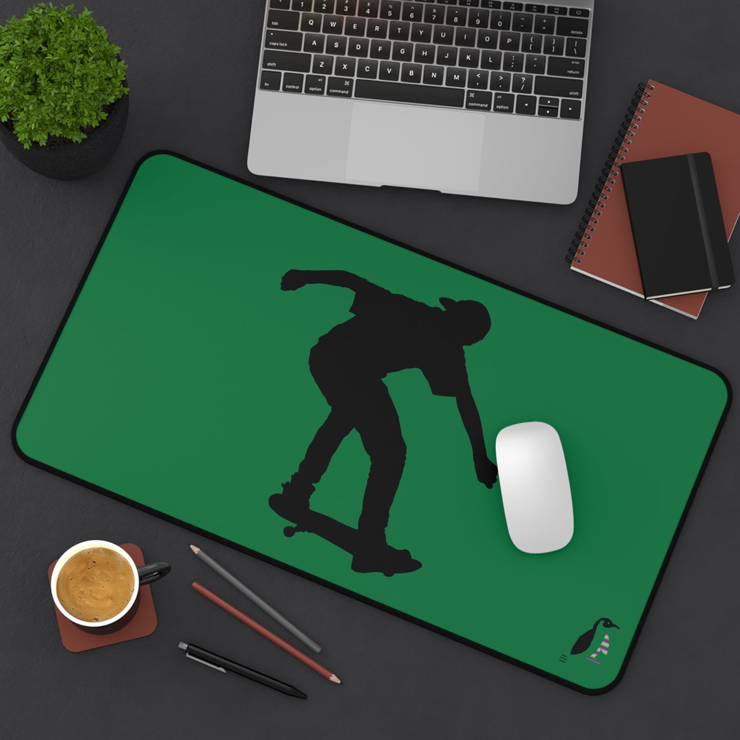 Desk Mat: Skateboarding Dark Green