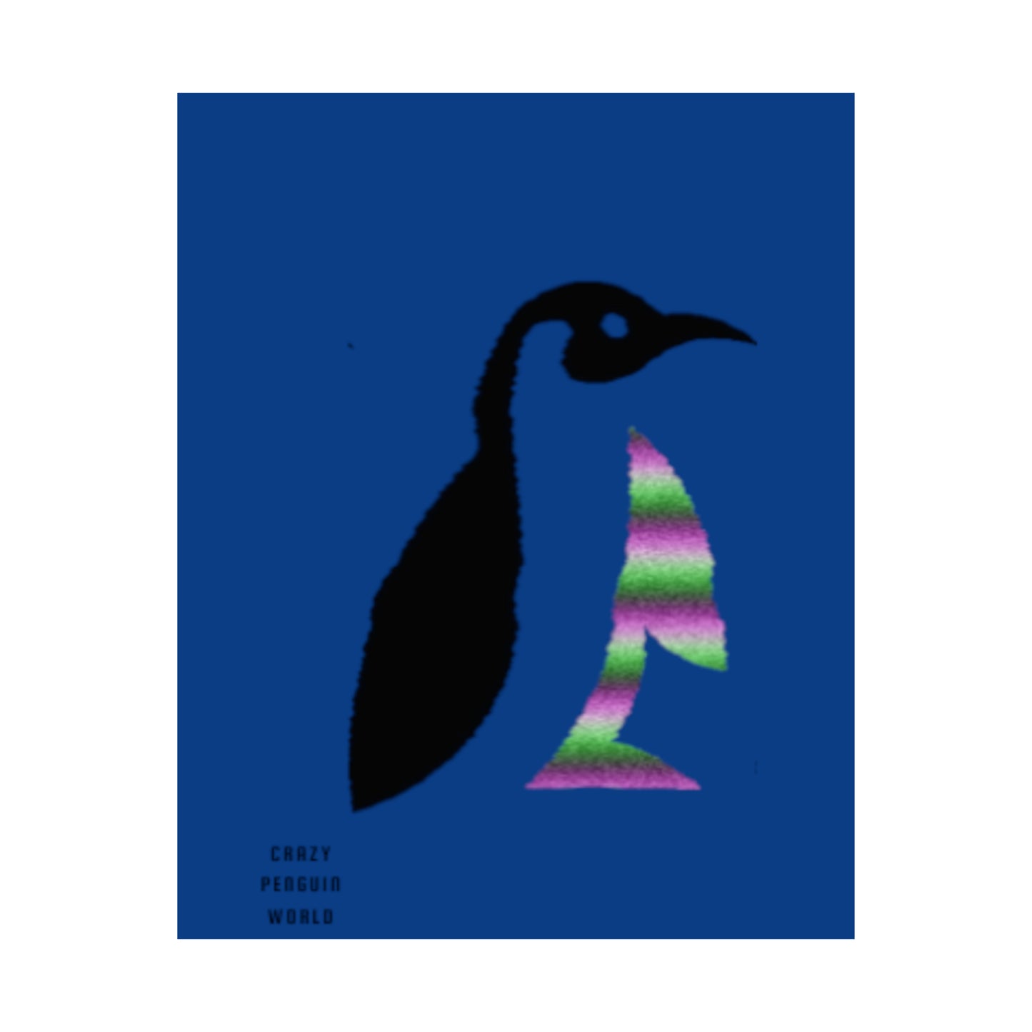 Premium Matte Vertical Posters: Crazy Penguin World Logo Dark Blue