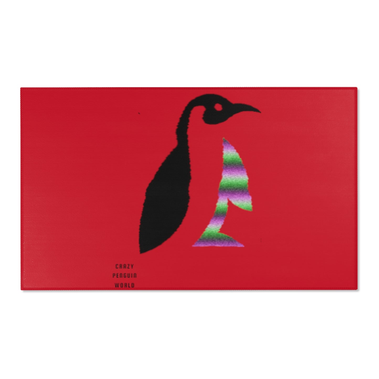 Area Rug (Rectangle): Crazy Penguin World Logo Dark Red
