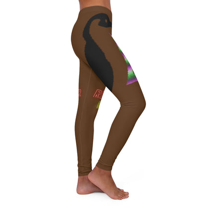 Women's Spandex Leggings: Crazy Penguin World Logo Brown