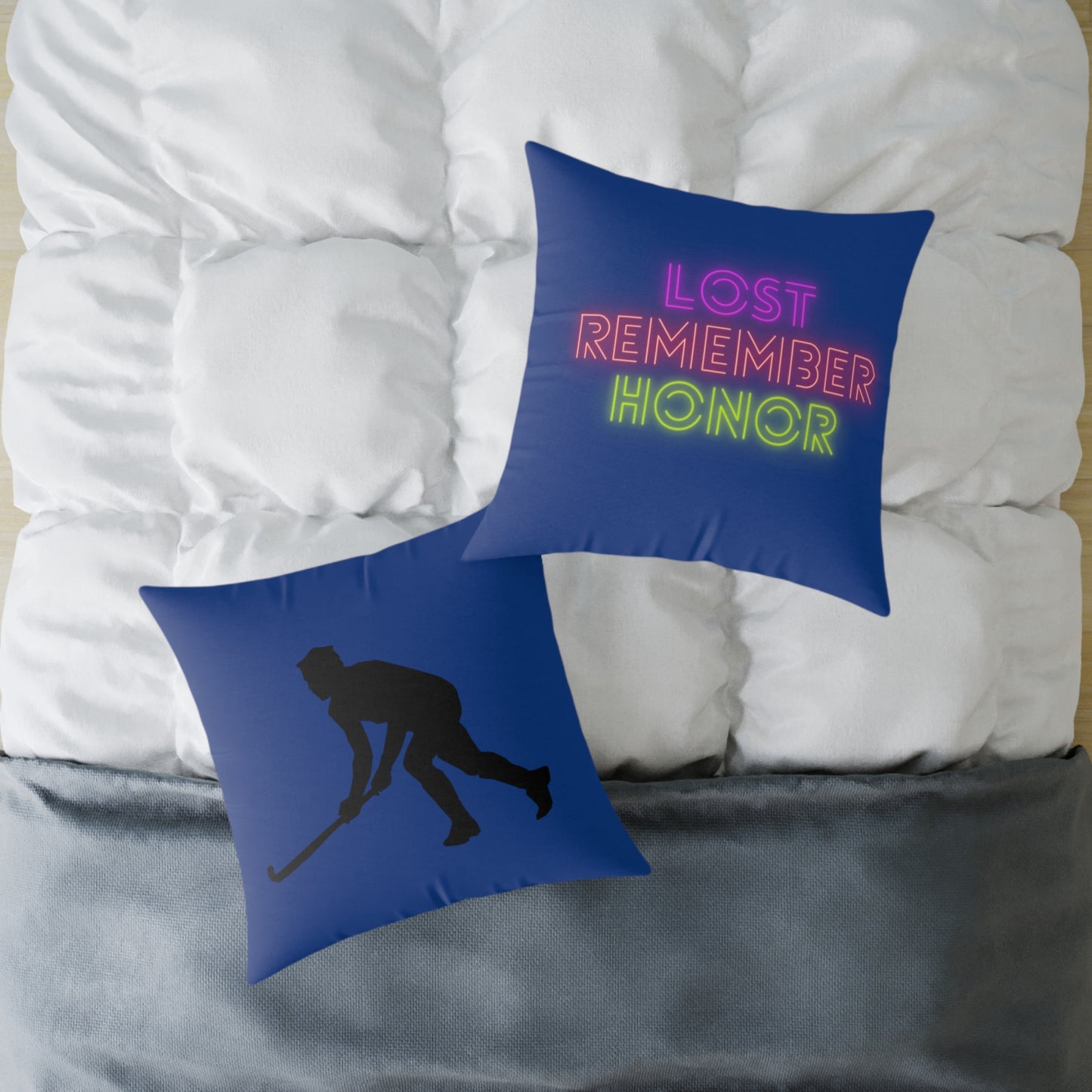 Spun Polyester Pillow: Hockey Dark Blue