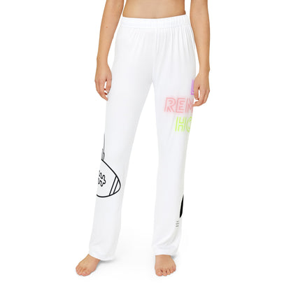 Kids Pajama Pants: Football White