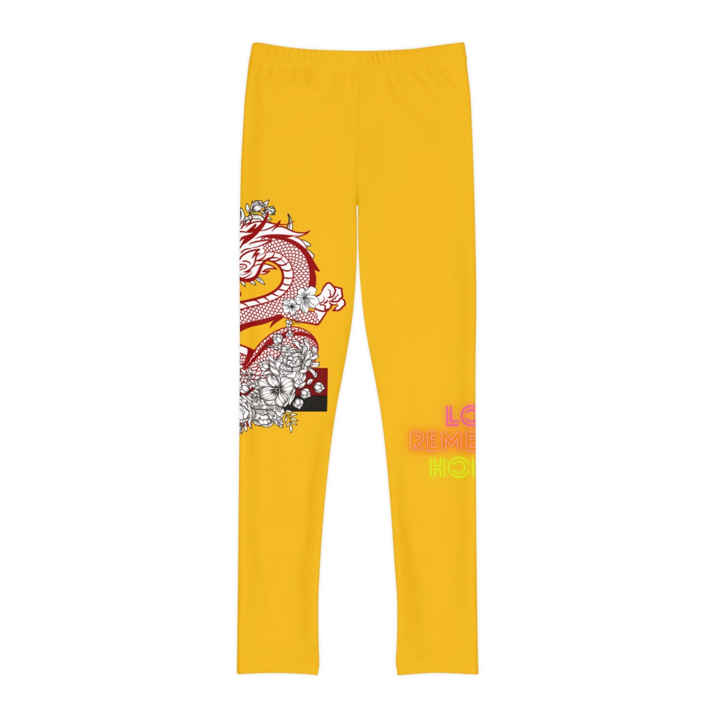 Youth Full-Length Leggings: Dragons Yellow