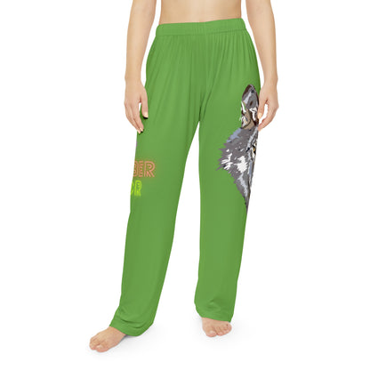 Women's Pajama Pants: Wolves Green