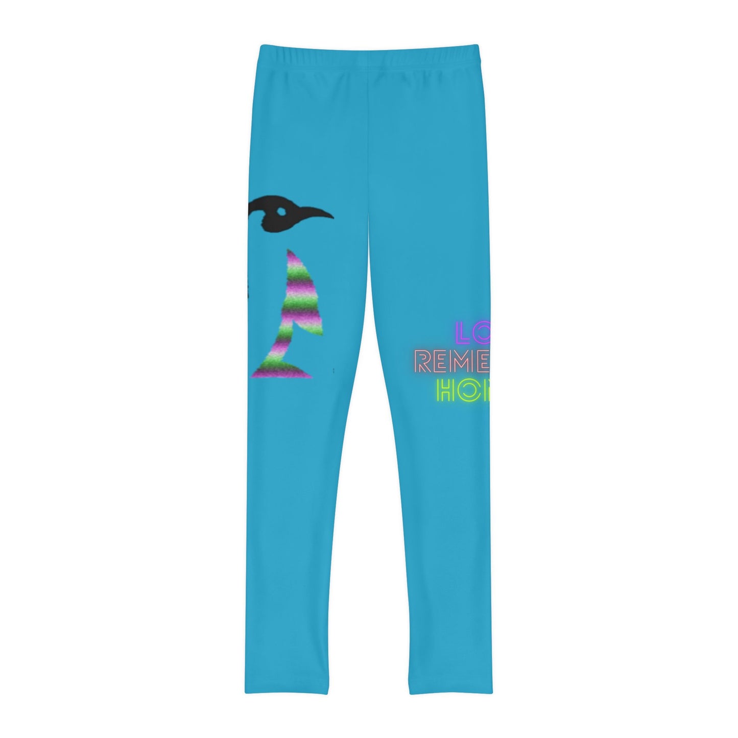 Youth Full-Length Leggings: Crazy Penguin World Logo Turquoise