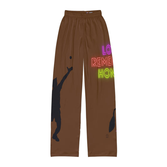 Kids Pajama Pants: Tennis Brown