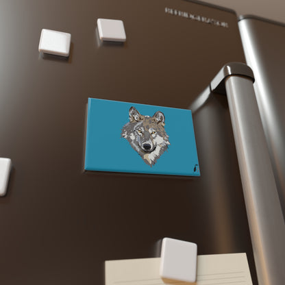 Button Magnet, Rectangle (1 & 10 pcs): Wolves Turquoise