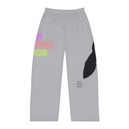 Men's Pajama Pants: Crazy Penguin World Logo Lite Grey