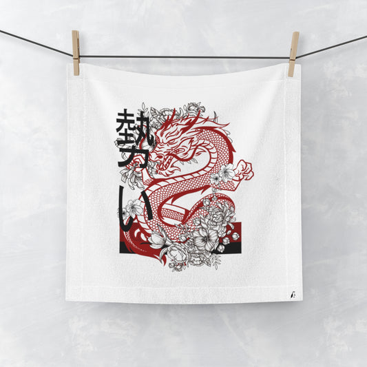 Face Towel: Dragons White